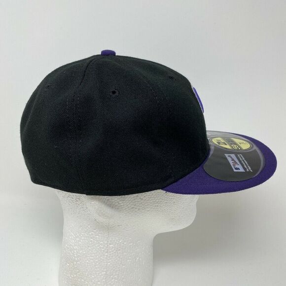 NWT Colorado‎ Rockies Fitted Hat 7 1/4 Black Purple Alternate Cap MLB Baseball - Picture 4 of 8